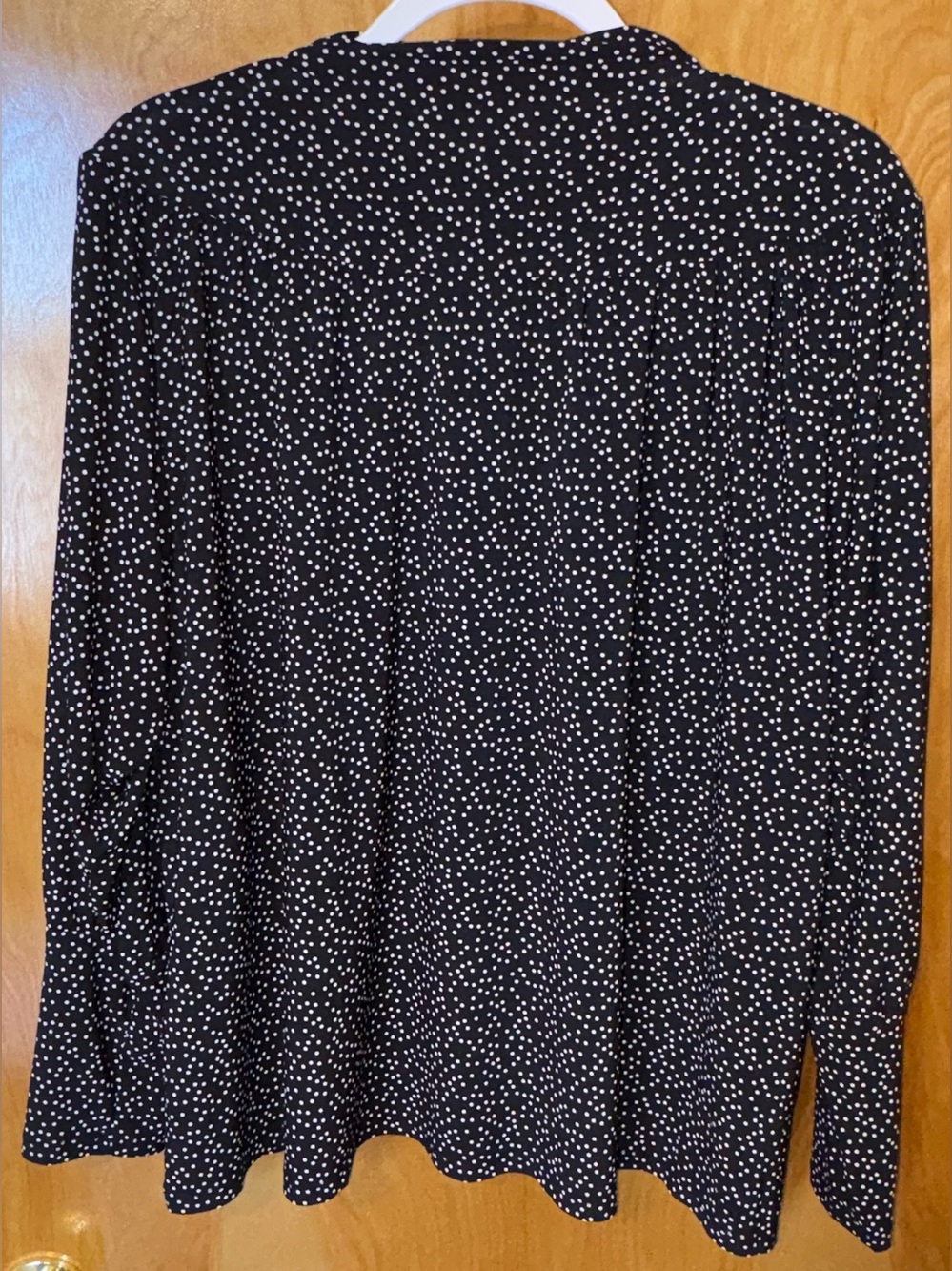 Anne Klein black/white polka dot jersey knit pleated mock neck top Size XL - Picture 5 of 8